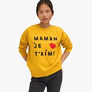 NWT Clare V. x Every Mother Counts Maman Je T'aime Sweatshirt in Marigold Size S